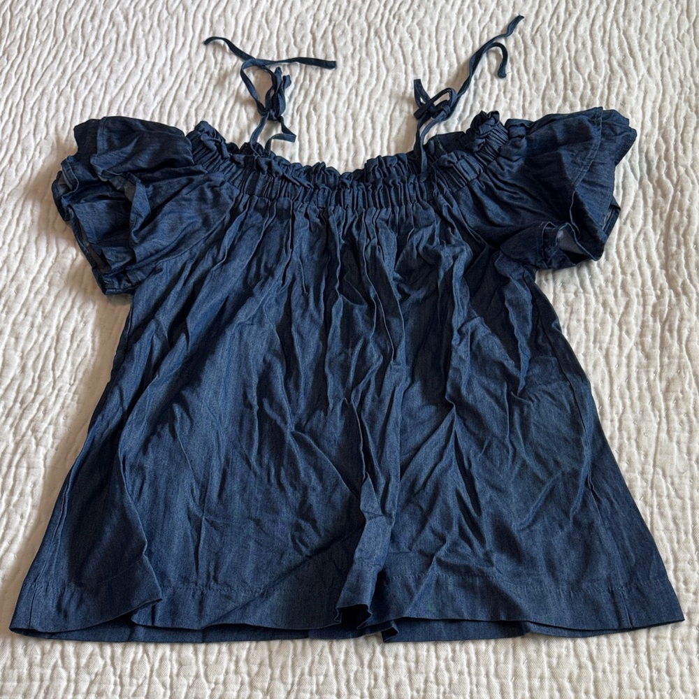 She + Sky Navy Off-Shoulder Blouse